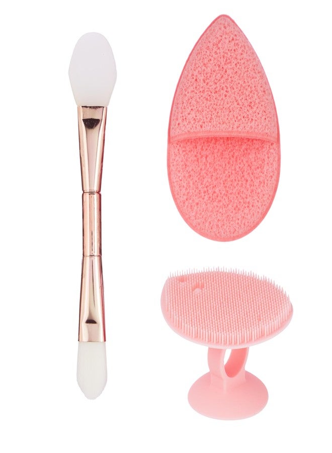 Expressions 3pc Facial Cleansing Kit - Silicone Face Scrubber, Exfoliating Face Sponge, and Dual Ended Mask Applicator | Esthetician Supplies & Spa Accessories for Women - Image 1